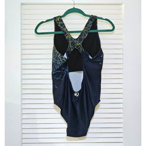 NWOT Stolen Goat Womens Blue Green Geometric Pattern Vortex Swim Suit Sz Xl 2586 - Picture 13 of 15